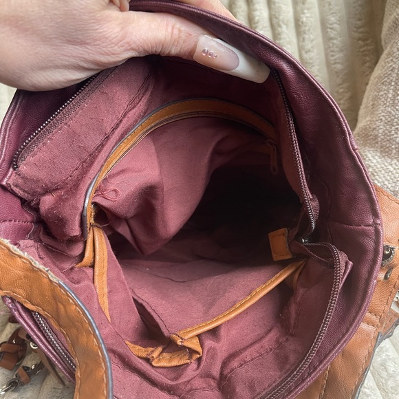 Rosetti Maroon and Beige Shoulder Bag - Picture 8 of 10